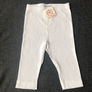 Hanna Andersson 100% Cotton Ribbed Capri Leggings White Size 110 (4-6Yrs)